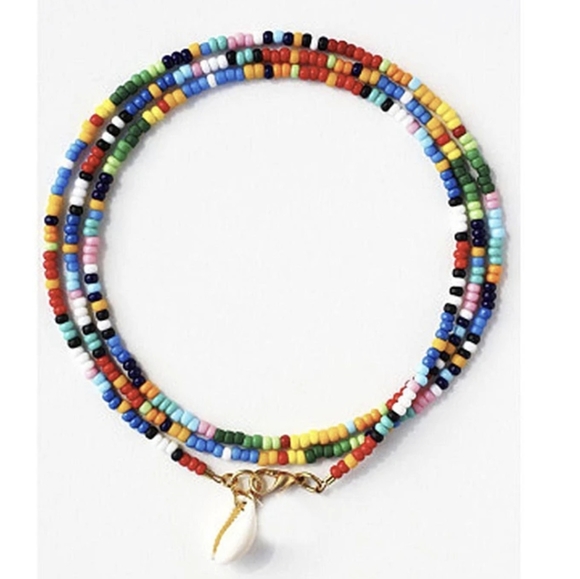 Rainbow Cowrie Bead Bohemian Shell Necklace - Picture 3 of 5